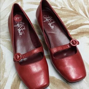 Red Mary Jane loafers